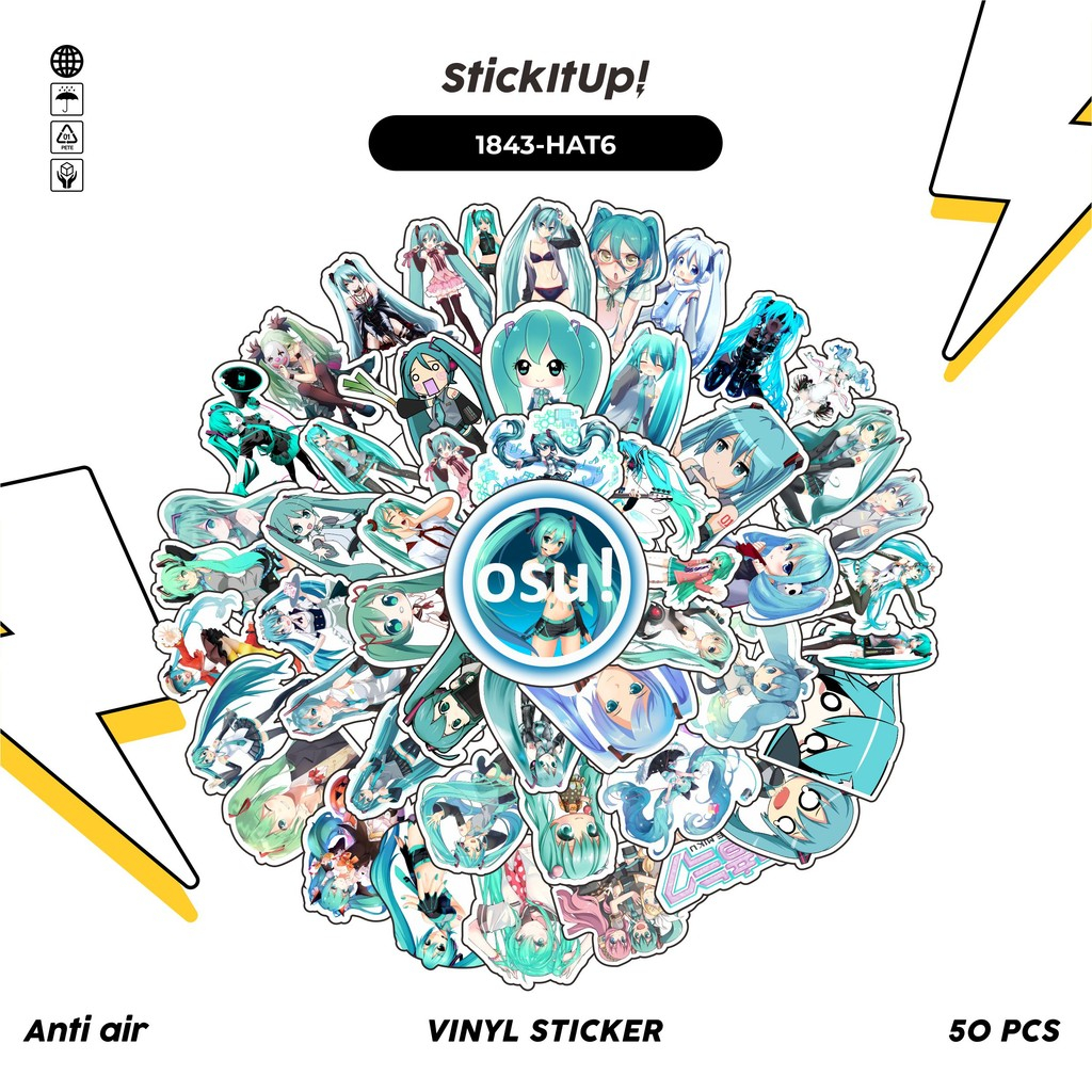 

COD✨ 50 Pcs Stiker Pack MUSIC SERIES HATSUNE MIKU MIX 06 Lucu Aesthetic Vynil Waterproof untuk Freebies Sticker Buku Journal Casing HP Laptop