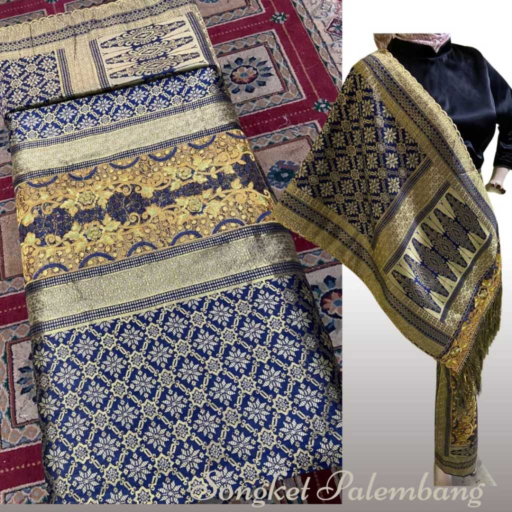 Kain Songket Bordir Palembang Dian Songket Set Selendang - Bawahan Kebaya Pesta Kondangan Mewah - Ro