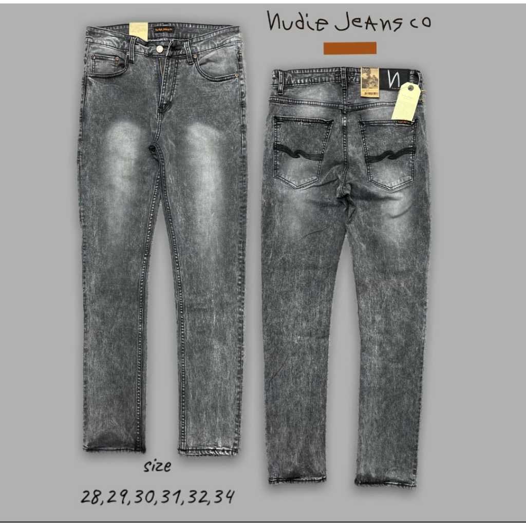 NUDIE JEANS Celana Jeans Panjang Pria Slimfit Skinny Pensil Bahan Streetch Melar Warna Biru Bayar Di