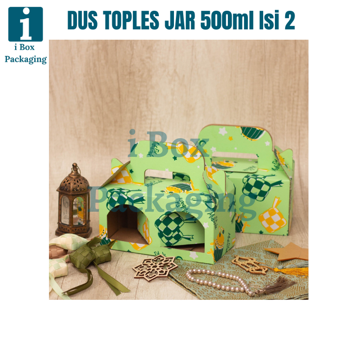 

[ 10pcs ] Box Kardus Jinjing Toples Jar 400ml Isi 2 Lebaran Dus Tenteng Kue Kering Parcel Idul Fitri