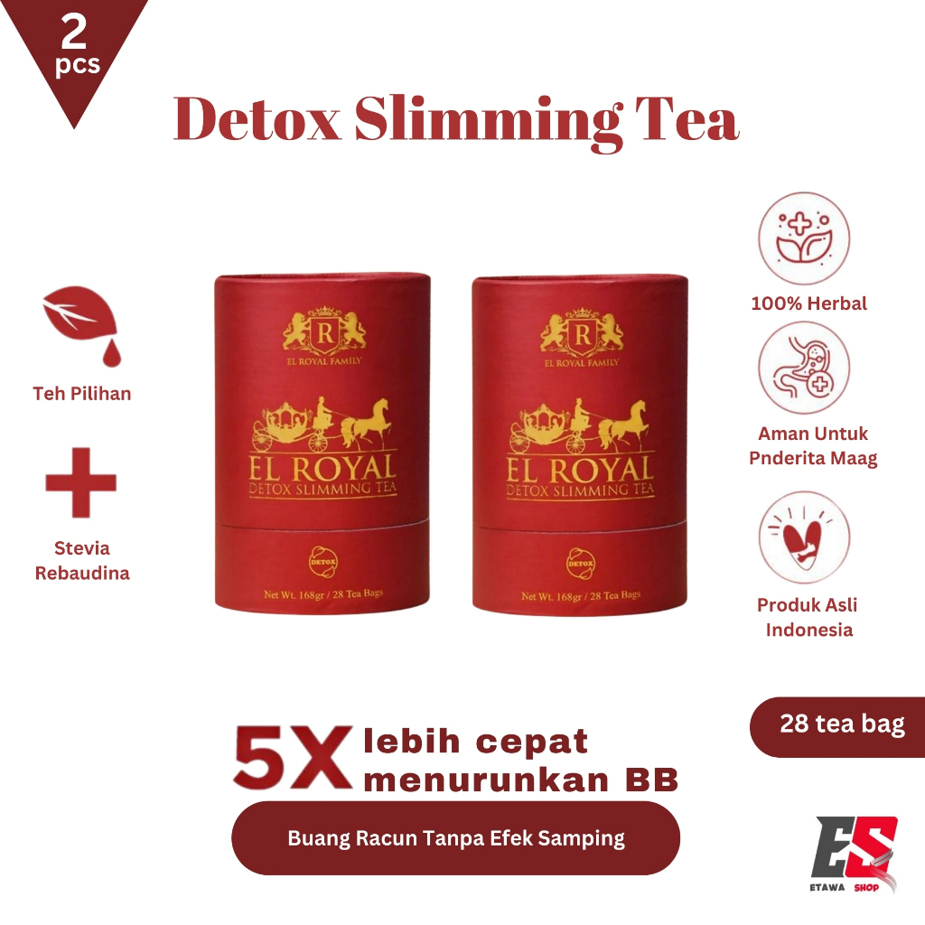 

EL ROYAL DETOX SLIMMING TEA - Teh Diet Herbal 2 Paket 5x Lebih Cepat Menurunkan BB - Solusi Pelangsing Sekaligus Buang Racun Dalam Tubuh