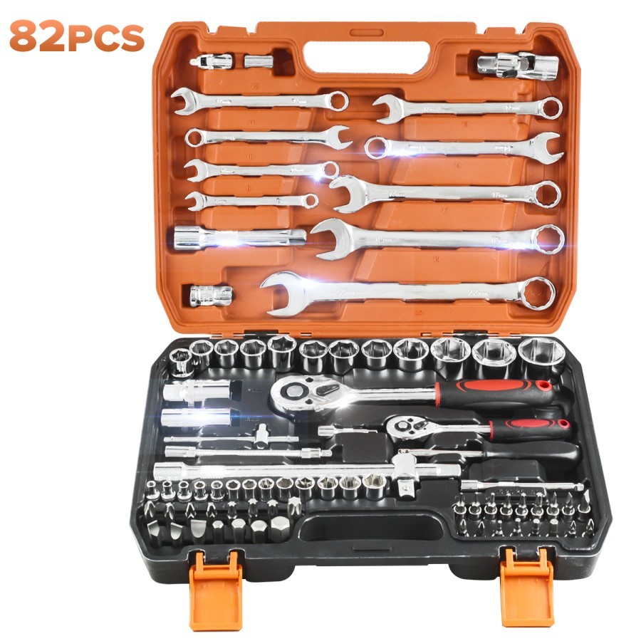 Kunci Shock + kunci inggris 82pcs / Tool kit set 82 pcs - G10016