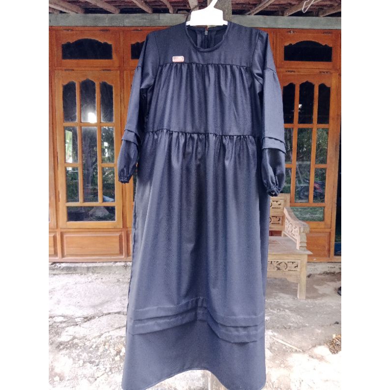 gamis hitam anak katun toyobo