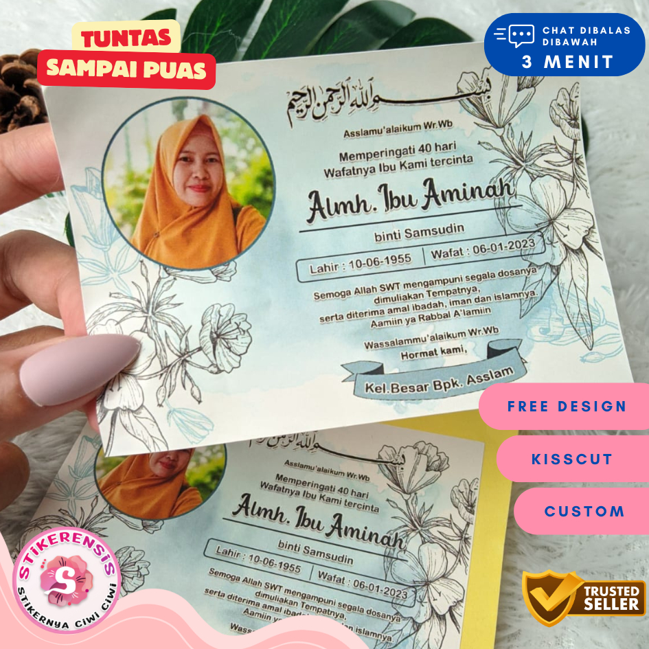 

Sticker dan Card Mengenang Wafatnya Stiker Card Label Tahlil Kartu Mengenang Tahlilan