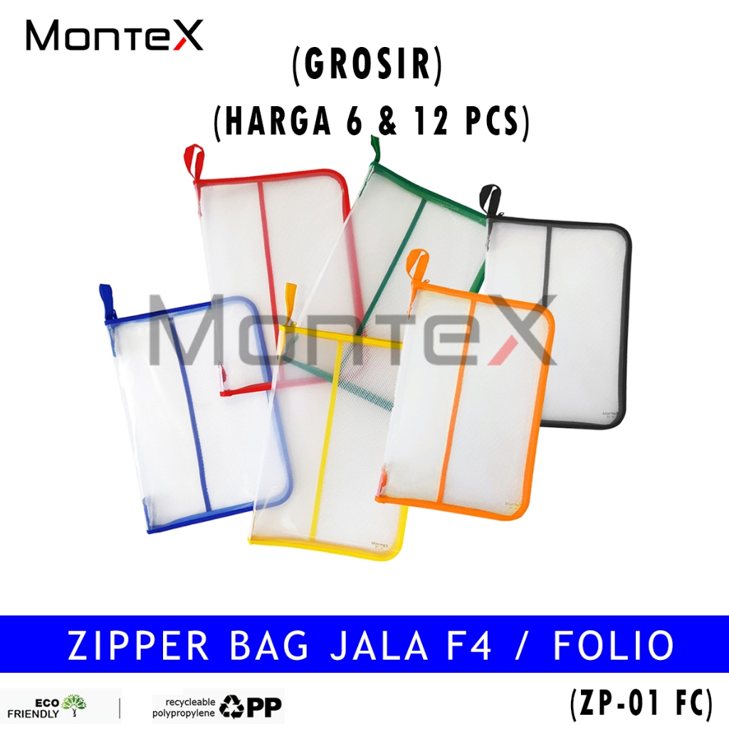 

MONTEX (HARGA 6 PCS) ZIPPER BAG JALA SELETING F4 / ZP-01 FC GROSIR
