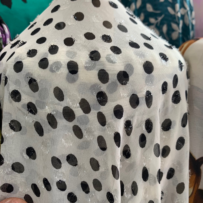 kain sifon rubia dottie - kain ceruty rubia polkadot - kain chiffon polkadot