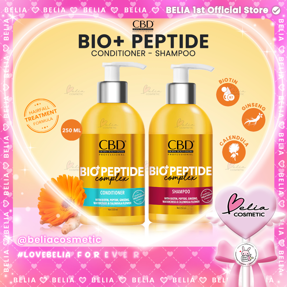 ❤ BELIA ❤ CBD BIO+PEPTIDE COMPLEX Shampoo & Conditioner for Hair Fall Treatment | Rambut Rontok | Ha
