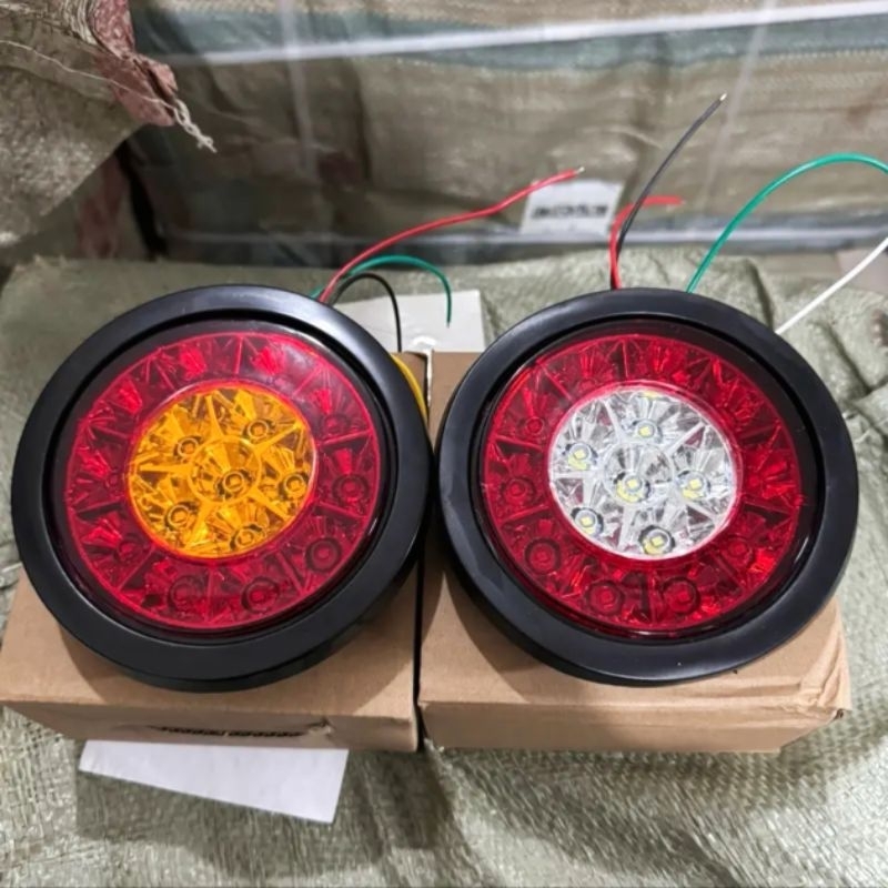 UYUI Lampu Led Stop Lamp Truk 12volt - 24volt Lampu Rem Belakang Truk Model Bulat Merah Putih Merah