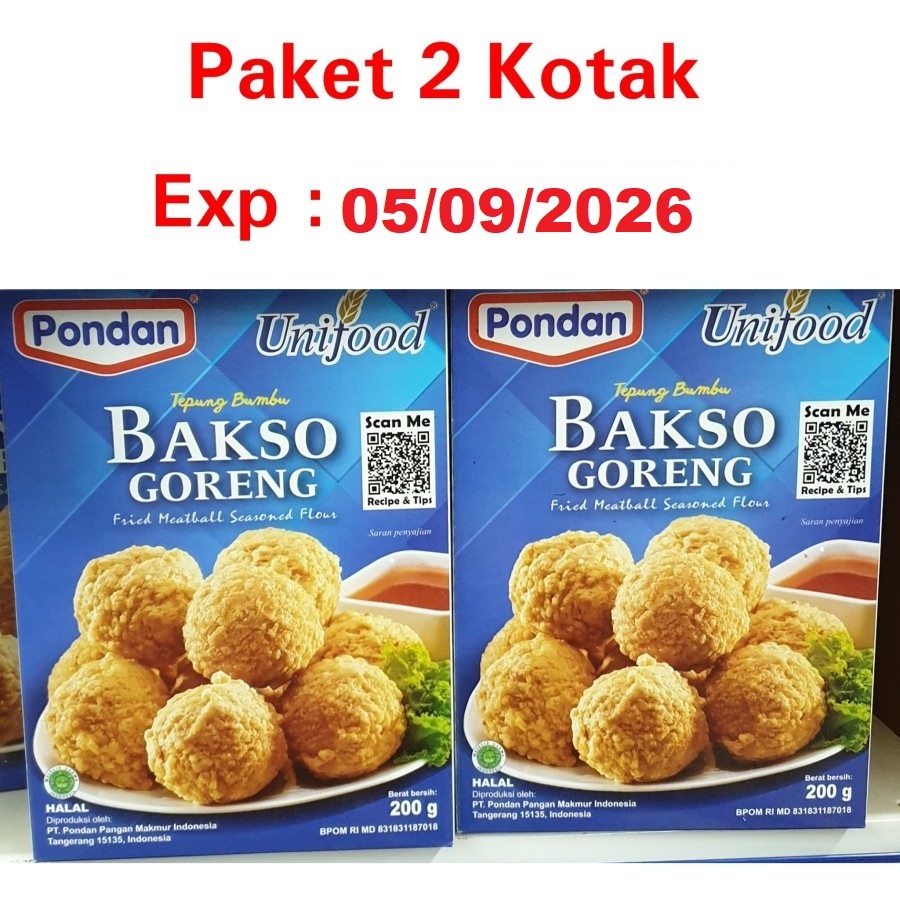 

PAKET 2 KOTAK Pondan Tepung Bumbu Bakso Goreng Unifood 200 gr