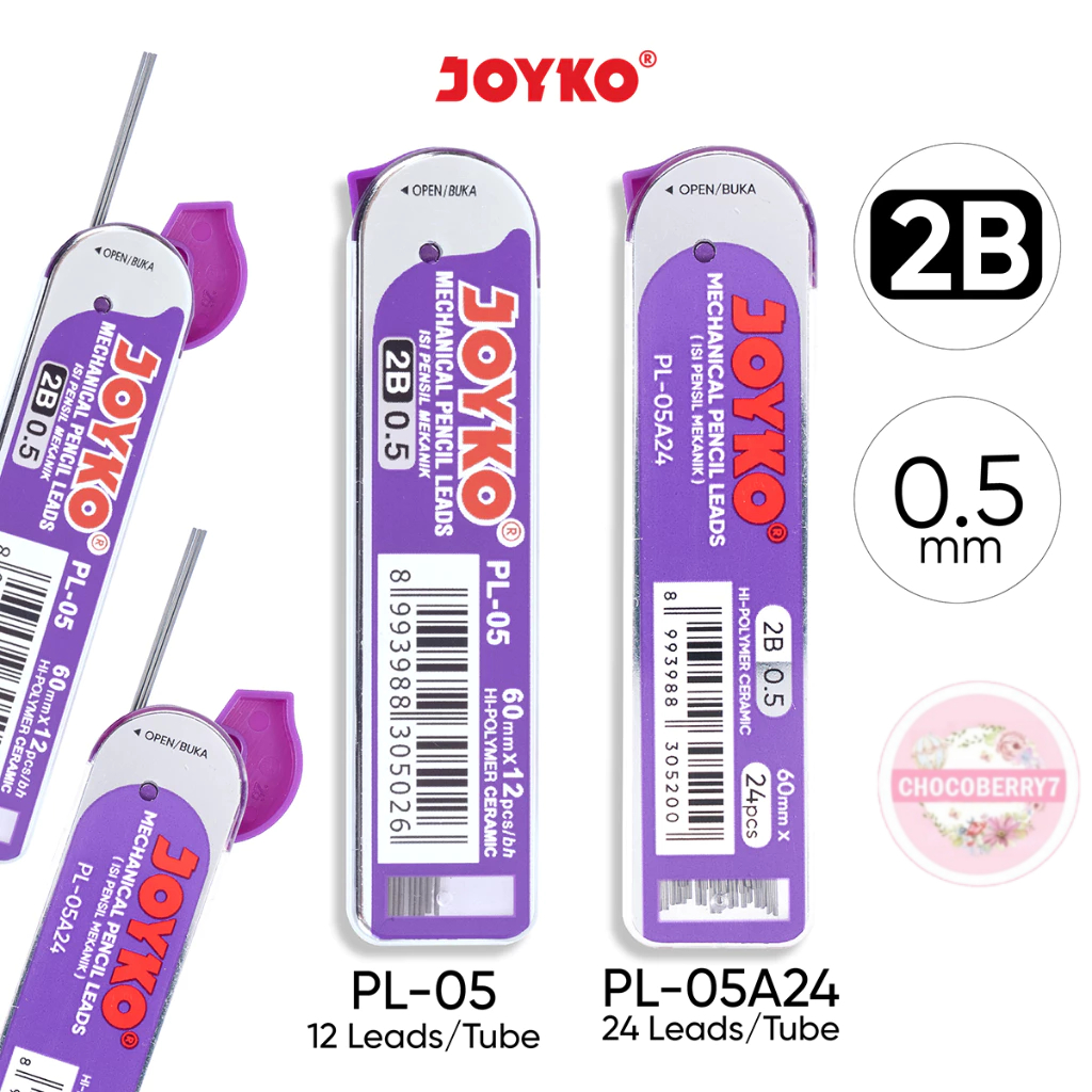 

Pencil Lead Isi Pensil Mekanik Joyko PL-05 2B 0.5 mm PL05 PL05A24 tube isi 12pcs 24pcs 12 / 24 pcs