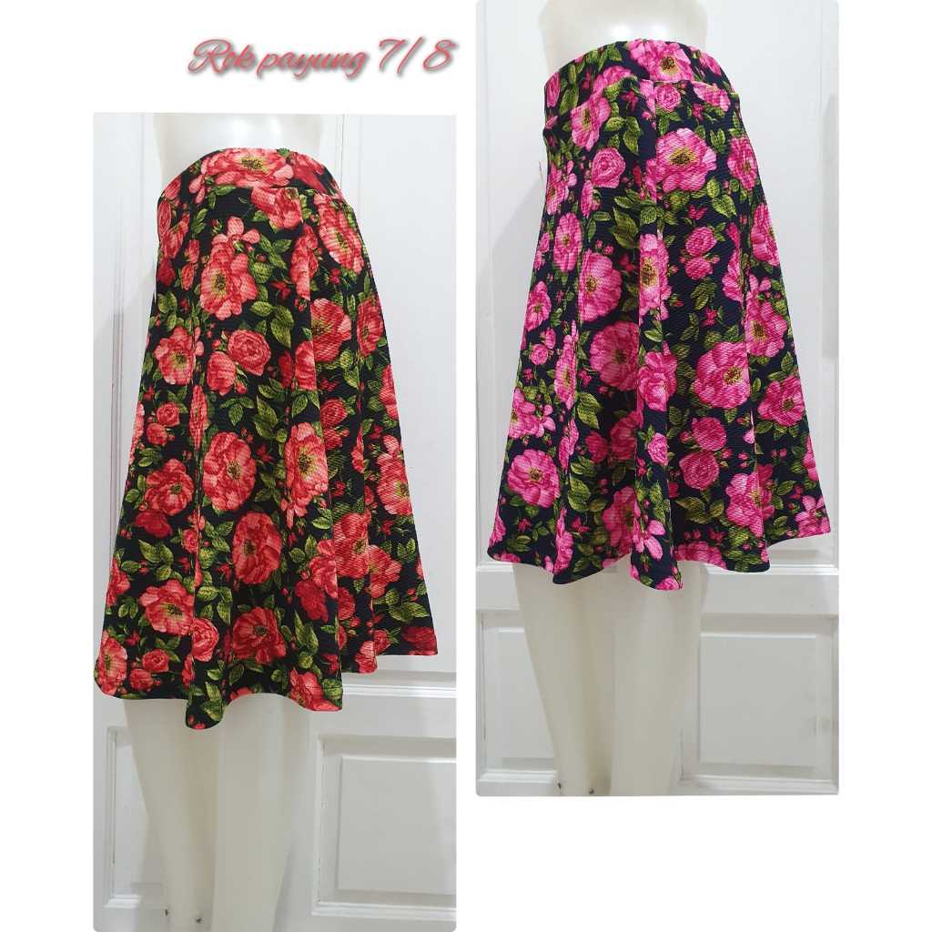 Rok 7/8 & 7/9 Wanita Rok Payung Motif Bunga