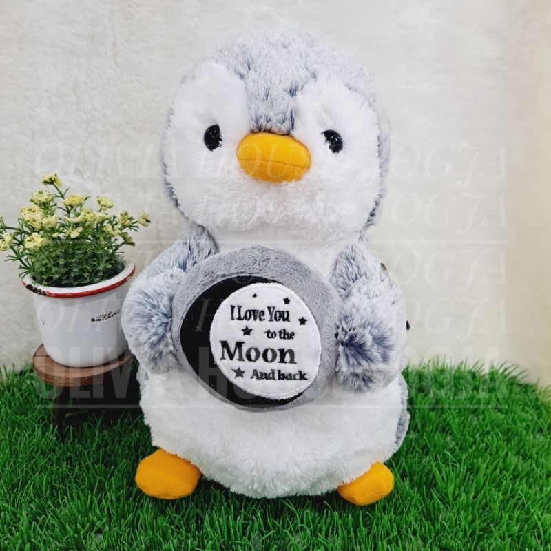 Boneka Penguin Abu Boneka Penguin Love To The Moon And Back Boneka Penguin L