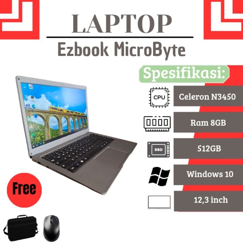 Laptop Notebook Celeron N3450 Ram 8Gb Ssd 512Gb Like New