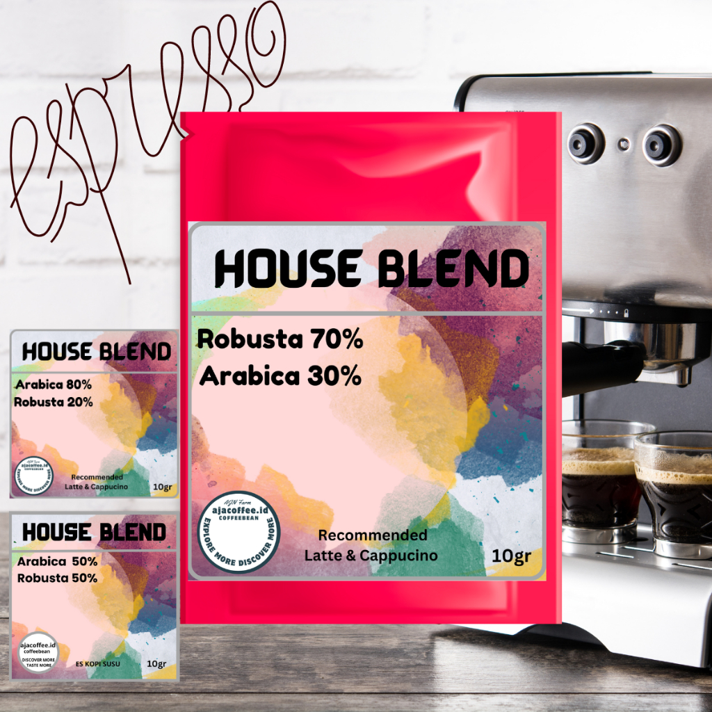 

Kopi Sachet Espresso House Blend 70-30 Robusta-Arabica / Coffee sachet espresso 10gr ajacoffee