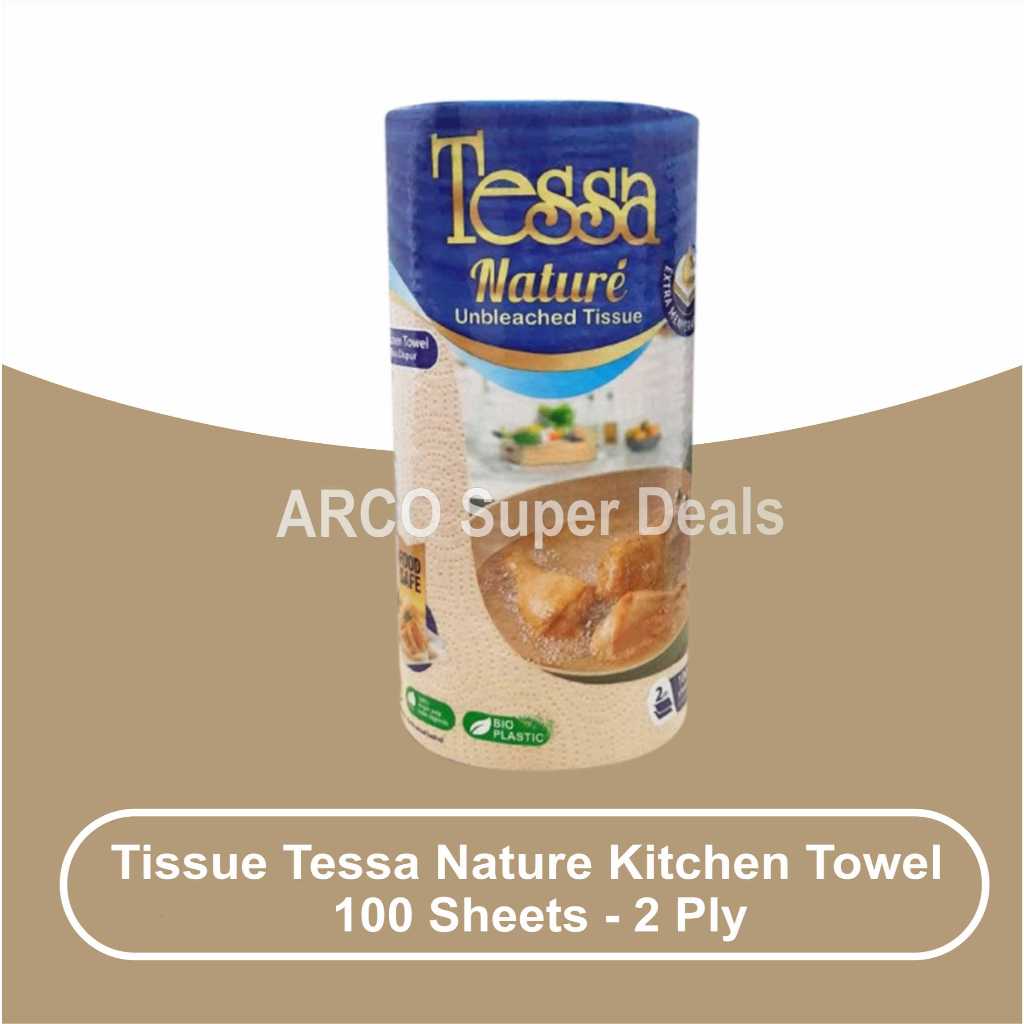 Tissue Tessa Nature Kitchen Towel Roll Unbleached Coklat Tisu Dapur 100 Sheets 2 Ply