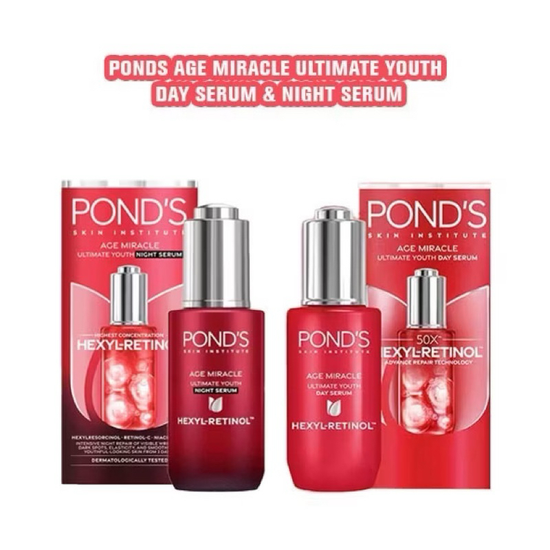 PONDS AGE MIRACLE ULTIMATE YOUTH DAY SERUM 30ML | SERUM PONDS AGE MIRACLE NIGHT SERUM 30G