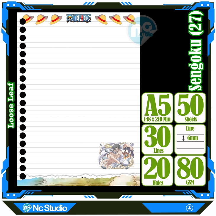 

Loose leaf Kertas binder A5 Isi 50 Lembar Polos karakter Admiral Sengoku Shank Yonko One Piece Anime Kartun Buku Refil isi ulang Repil Vol-40