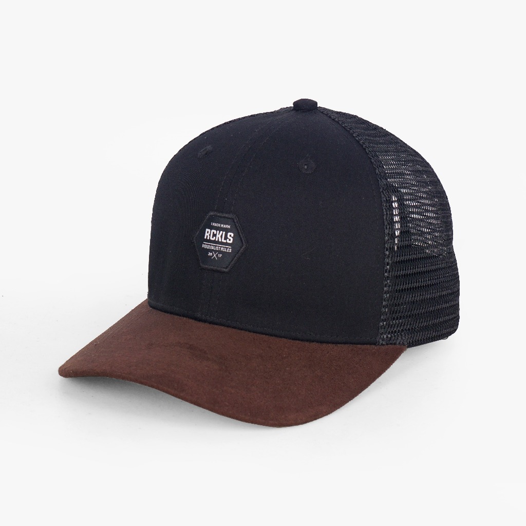 RCKLS. Topi Pria Jaring Trucket | Topi Trucker Axetone Black Brown