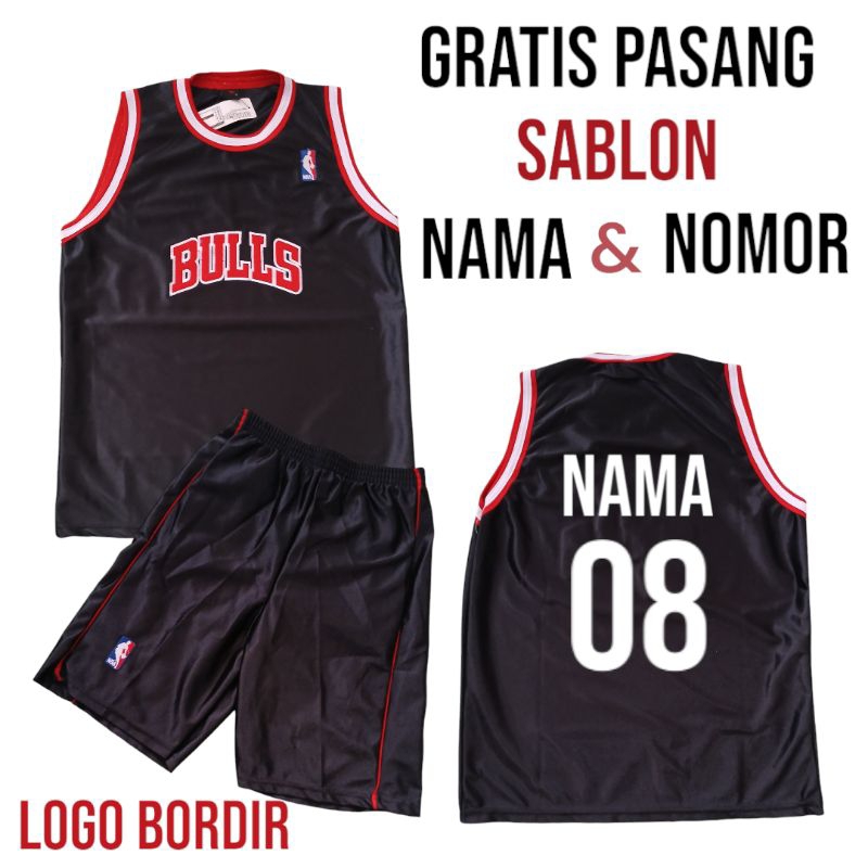 Setelan Jersey Basket Anak Bahan Paragon dengan Logo Bordir, Ukuran 1-15 Tahun