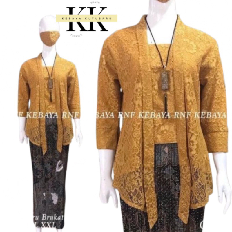 Set kebaya kutubaru brokat mix rok Plisket / kebaya brokat modern / untuk acara kondangan / pertunan
