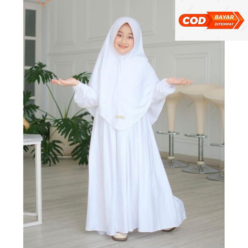 GAMIS ANAK PUTIH MANASIK HAJI BAJU MUSLIM ANAK PEREMPUAN