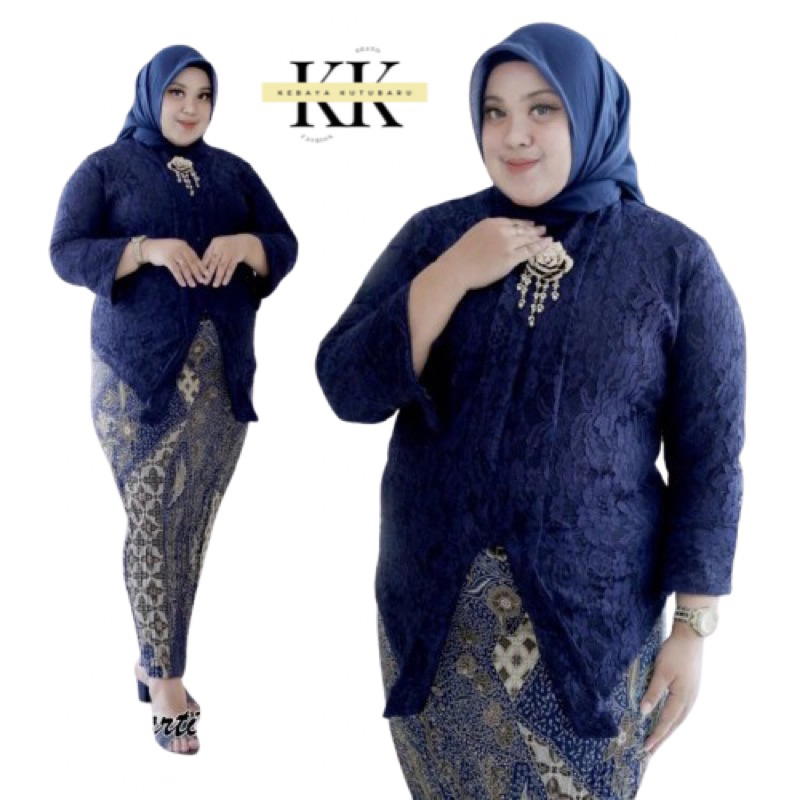 Setelan Kebaya Floy Brokat Ld 130 / jumbo untuk acara kartini / wisuda / kondangan / lamaran / perni