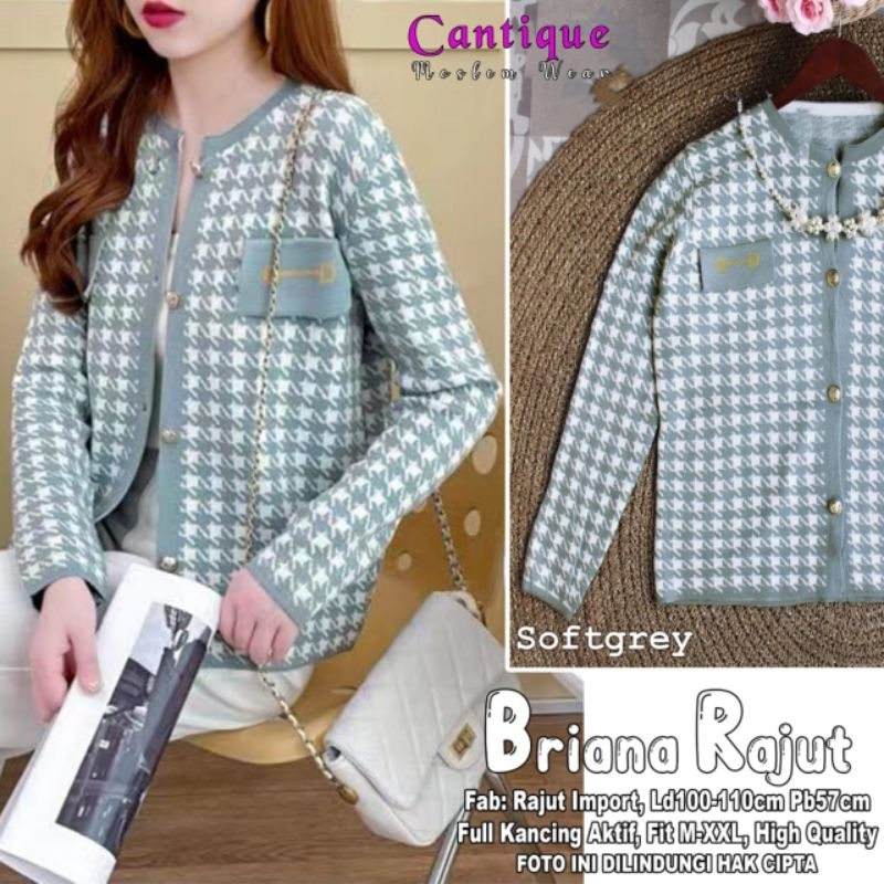 BRIANA RAJUT TOP ATASAN OUTER BLAZER WANITA CASUAL BAHAN RAJUT IMPORT LD 110 CM FIT XXL