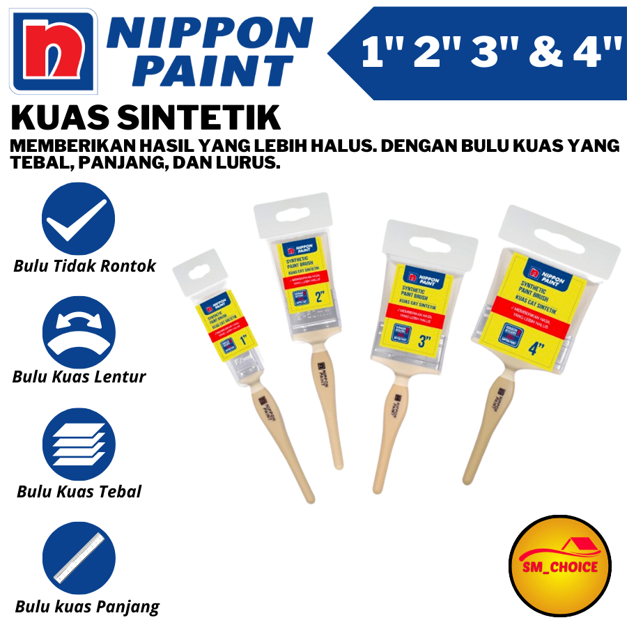 

NIPPON KUAS CAT SINTETIK NIPPON PAINT SYNTHETIC PAINT BRUSH KUAS CAT SERBAGUNA HALUS DAN KUAT