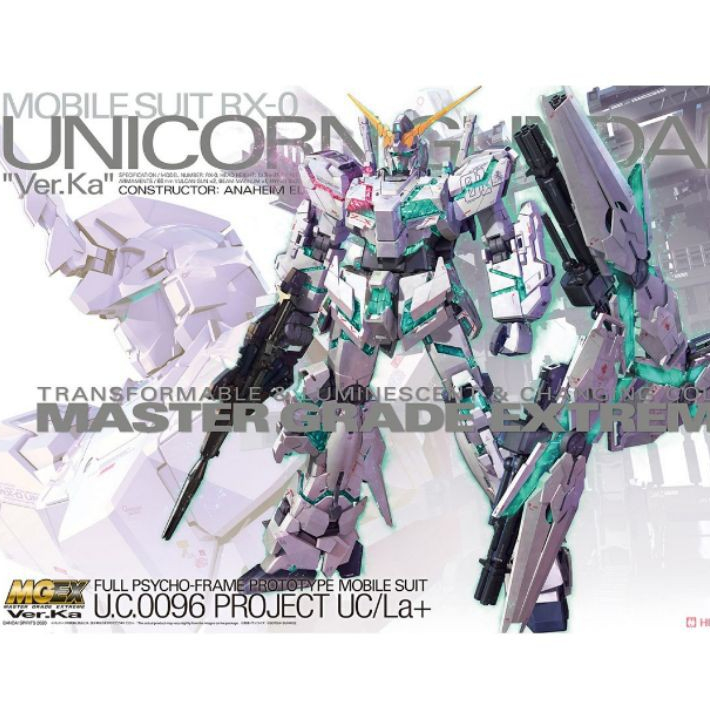 Original Made In Japan MGEX MG EX 1/100 Unicorn ver.ka full led + hangar + 3 shield + action base