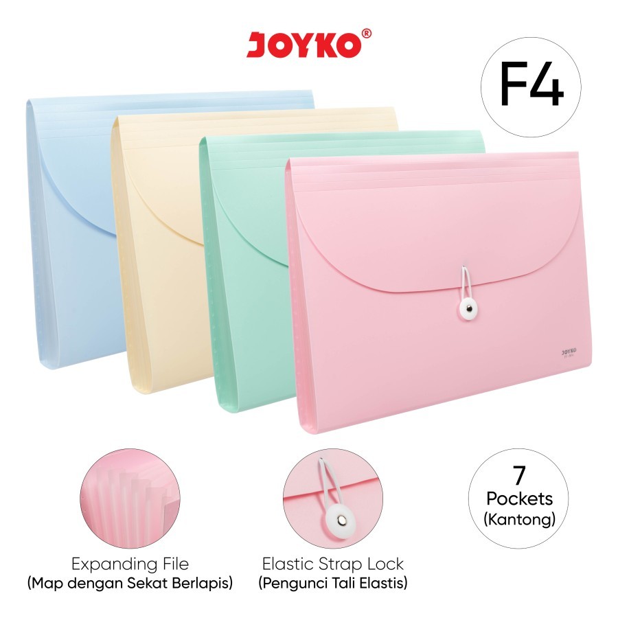 

Expanding File Map Harmonika Joyko EF-8F4 Pastel Color 7 Pocket / Expanding File Joyko EF 8F4 Map F4 Warna 7 Kantong