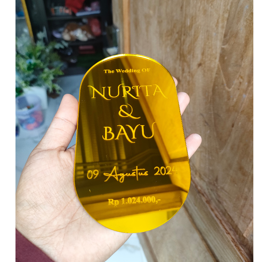 GRAFIR NAMA AKRILIK MIRROR OVAL/ISIAN MAHAR