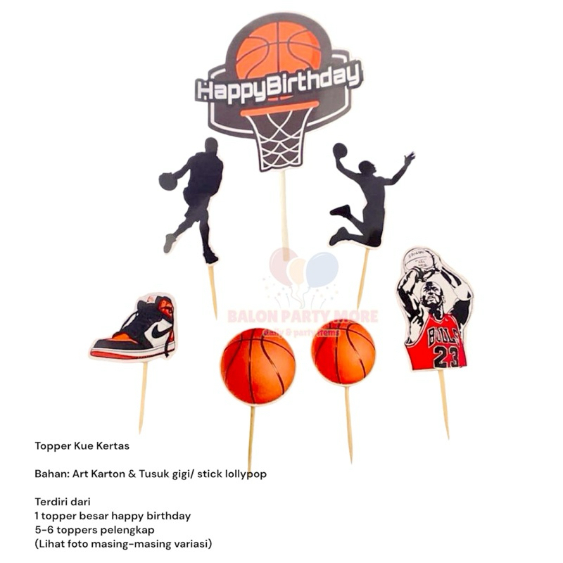 (SET BASKET) TOPPER BAHAN ART PAPER KERTAS HIASAN BUKET SPORTS OLAHRAGA OLAH RAGA/ CAKE TOPPER KUE U