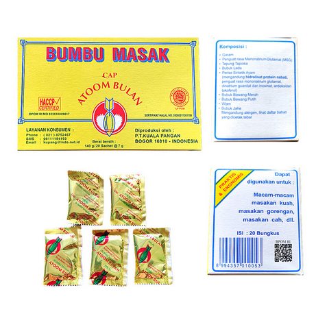 

Atoom Bulan Atom Penyedap Rasa Asin 140Gram ( 1 box isi 20 Sachet )