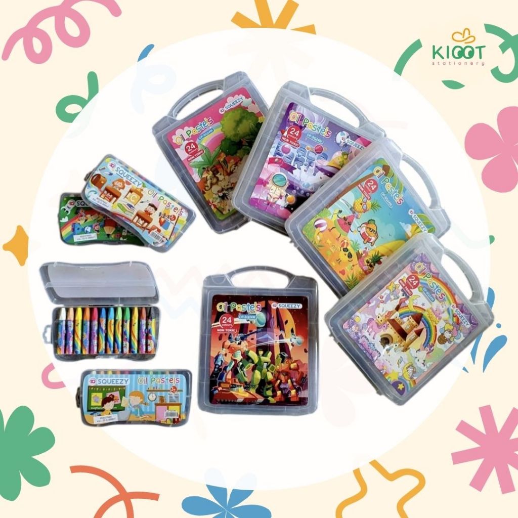 

Kioot - Crayon / Krayon Squeezy 12/24 Warna Cerah Tidak Beracun Alat Mewarnai Anak Sekolah