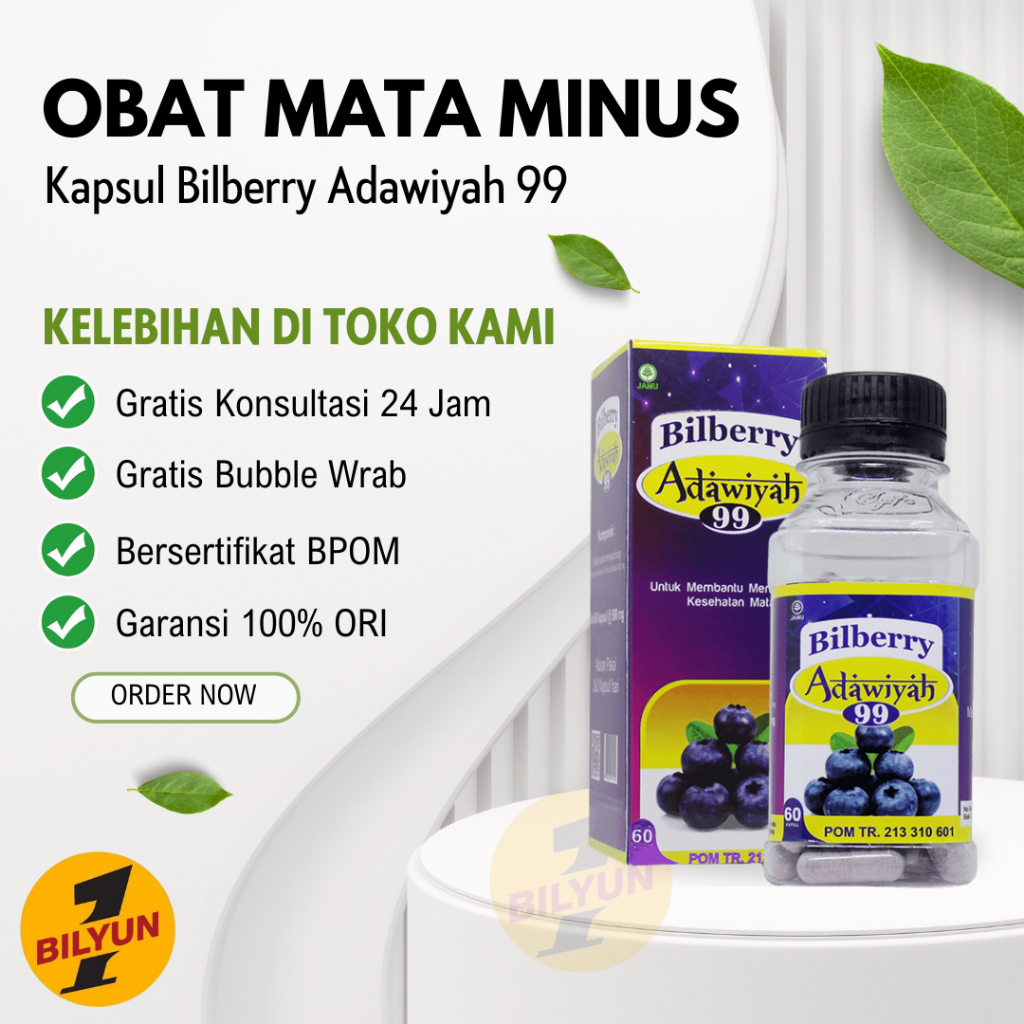 OBAT KATARAK TANPA OPERASI Bilberry Adawiyah 99 Original 100% Suplemen Vitamin Mata Minus