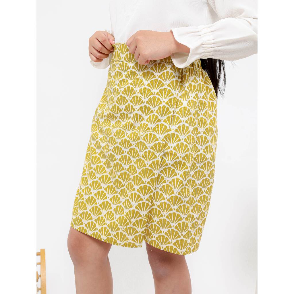 Skort Batik Anak Perempuan Kuning Lime