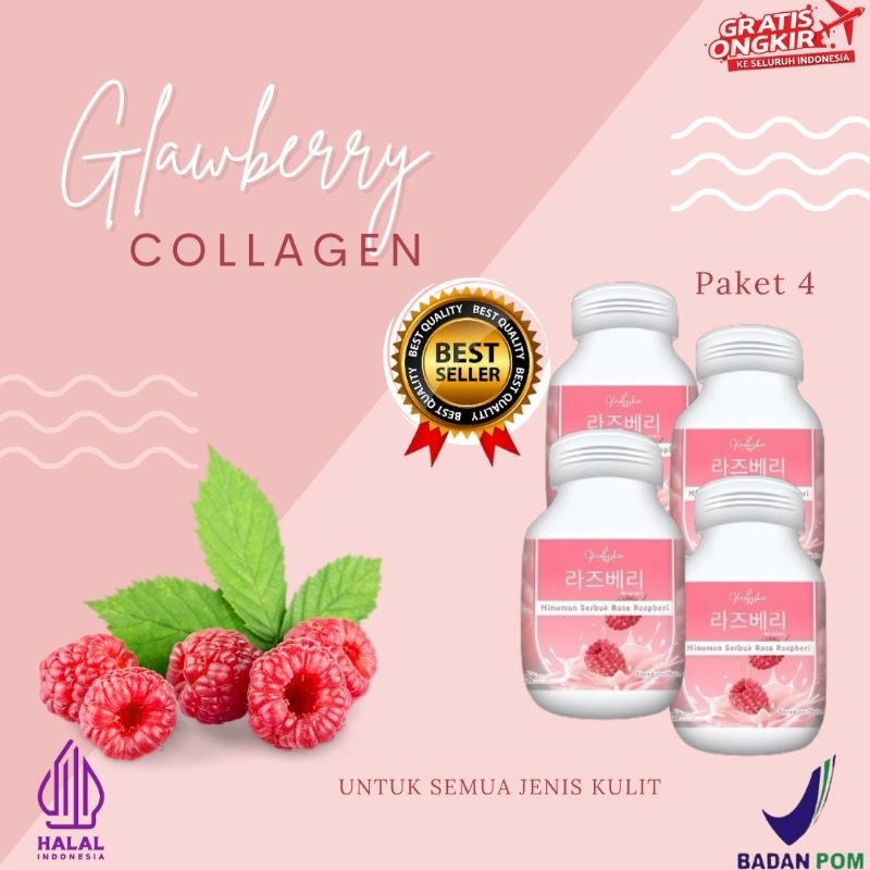(Paket 4 Botol) Glawberry Collagen | Collagenn By Glawfyskin ORIGINAL TERLARIS HALAL BPOM