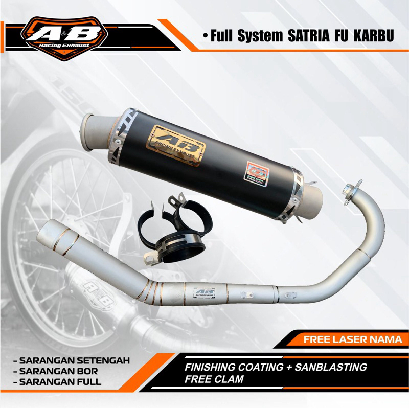 Knalpot original A&B Racing Exhaust type roadrace untuk SATRIA FU KARBU type black coatting p28