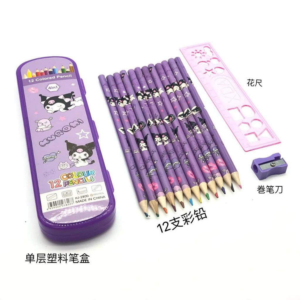 

{Sanrio} Set Pensil Warna (12 pcs) dan Rautan Premium Lucu & Imut Karakter Sanrio by Kakabicam