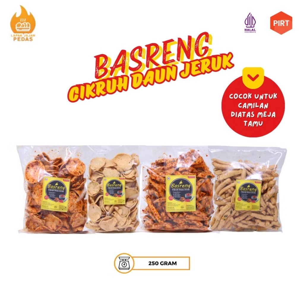 

Basreng Stik Cikruh Daun Jeruk Basreng Pipih Renyah 250 Gram