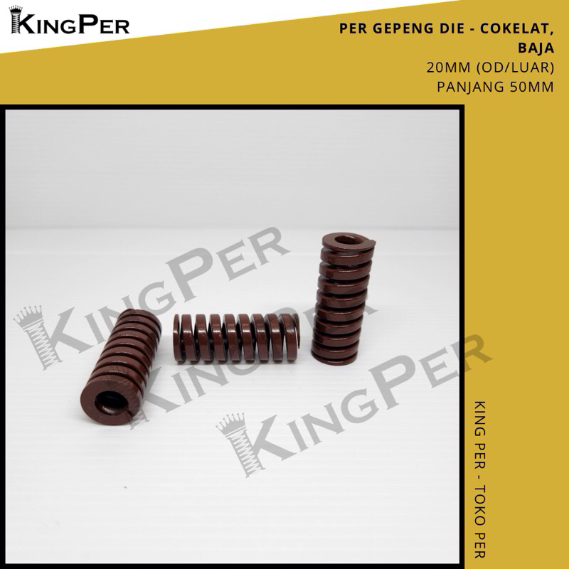 Die Spring Per Gepeng Moulding Spring Pegas Tekan - 20mm x 50mm (OD x Length) Cokelat Biru