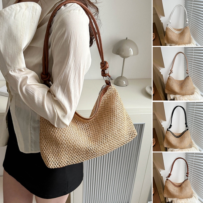 COD Ready Tas Wanita Anyaman Tas Jerami Tote Tas Pantai Bali Tote Tas Bahu Gaya Simian Tas Wanita Je