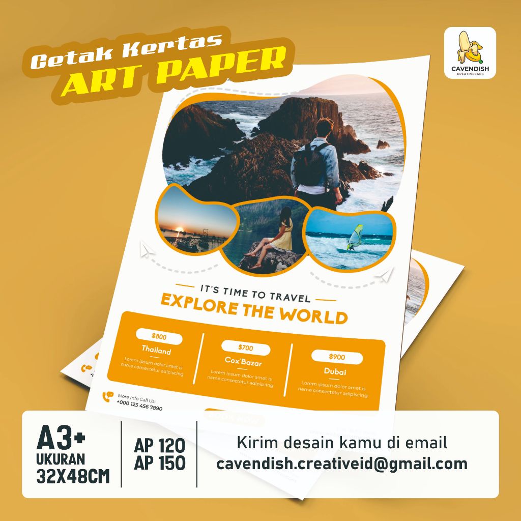 

Cetak ART PAPER A3+ 120gsm/ 150gsm/Brosur/Custom Poster/Custom Paperbelt - 1 SISI, 2 SISI