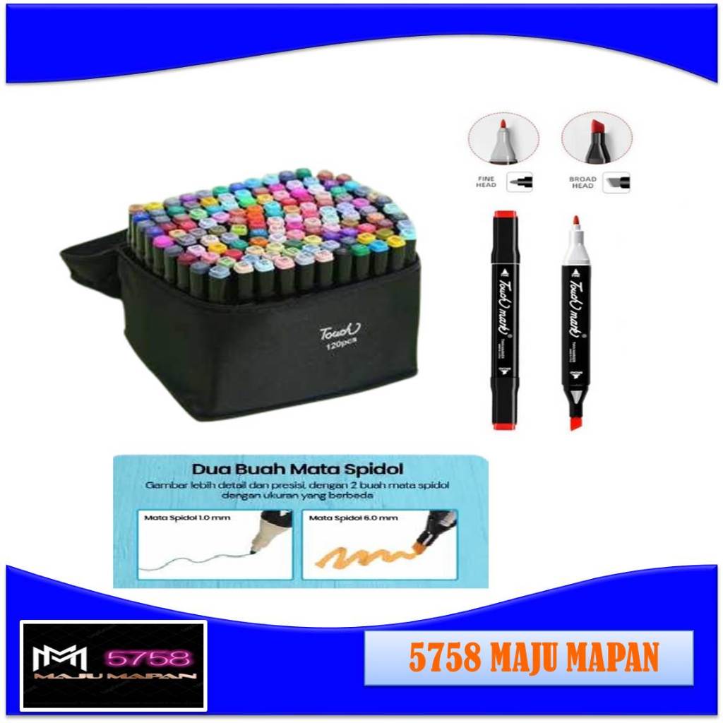 Touch Spidol Dual Side Fine Art Brush Art Marker Set 120 Warna - CY-006 Spidol Warna Warni Spidol Se