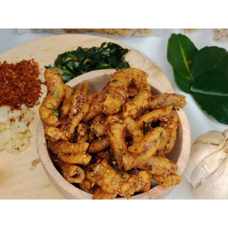 

KRIPIK USUS PEDAS DAUN JERUK/KRIPIK USUS GURIH/KRIPIK USUS AYAM