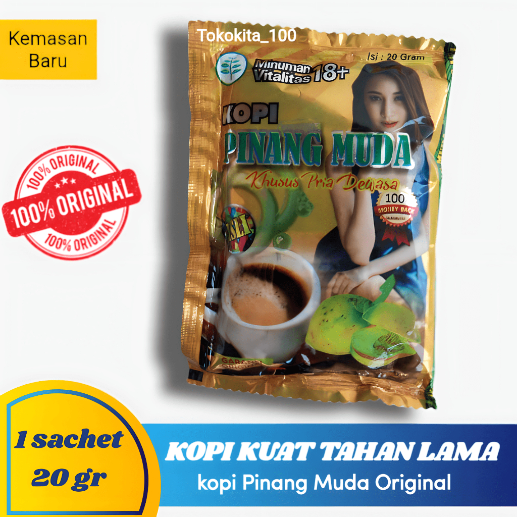 

1 Sachet Kopi Pinang Muda Ori kemasan Kuning