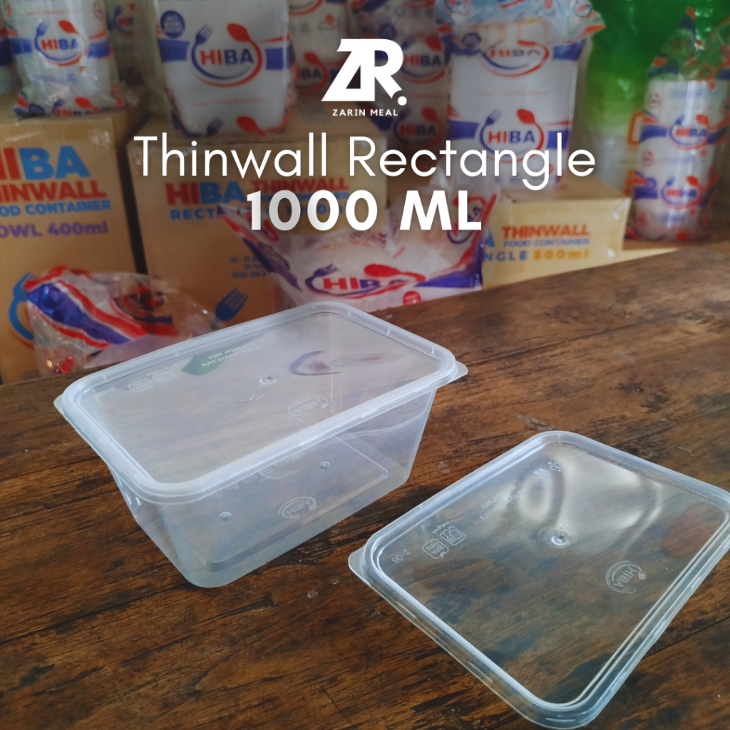 Kotak Makan Persegi Panjang Thinwall Hiba 1000ml