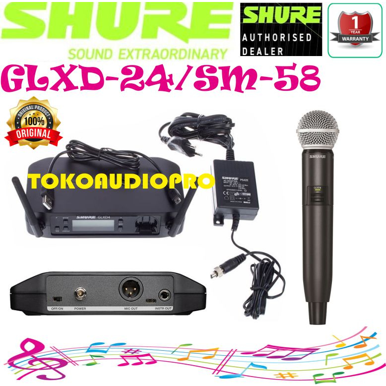 Mic Wireless Shure GLXD24/SM58 Digital Wireless Handheld Microphone Original