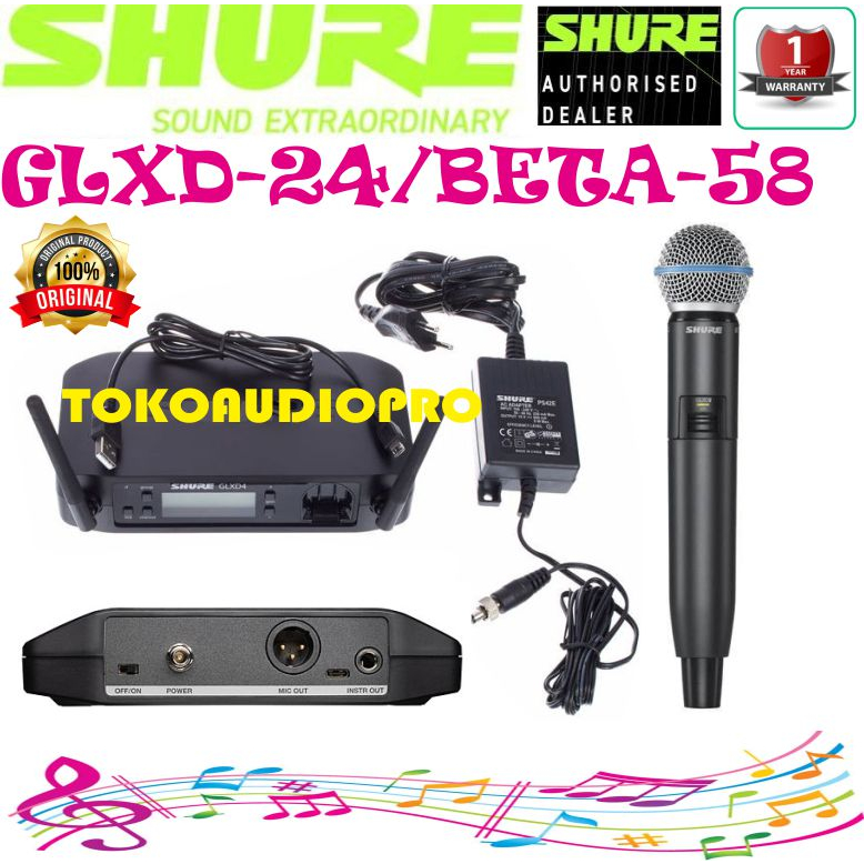 Mic Wireless Shure GLXD24/BETA58 Wireless Handheld Microphone Original