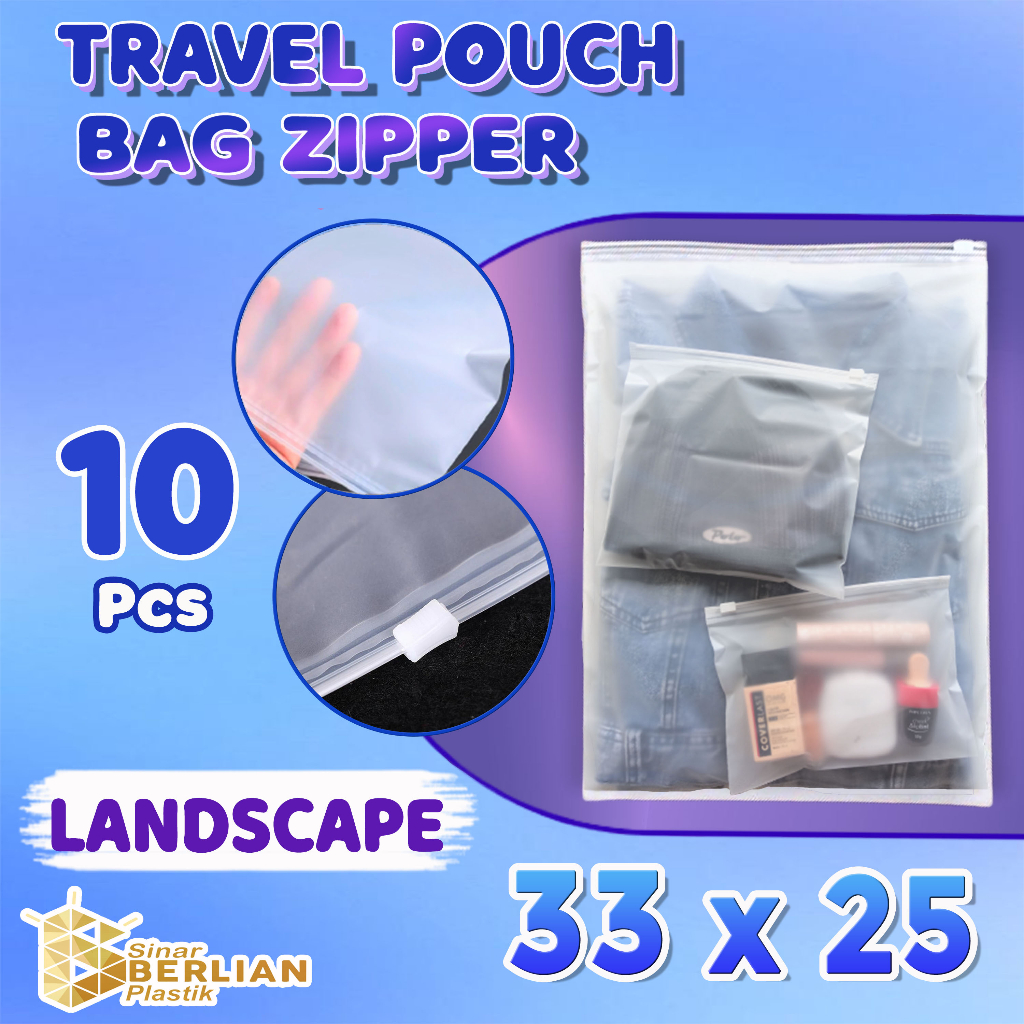 Travel Pouch Organizer Bag Plastik Zipper Landscape 33 x 25 - 10PCS